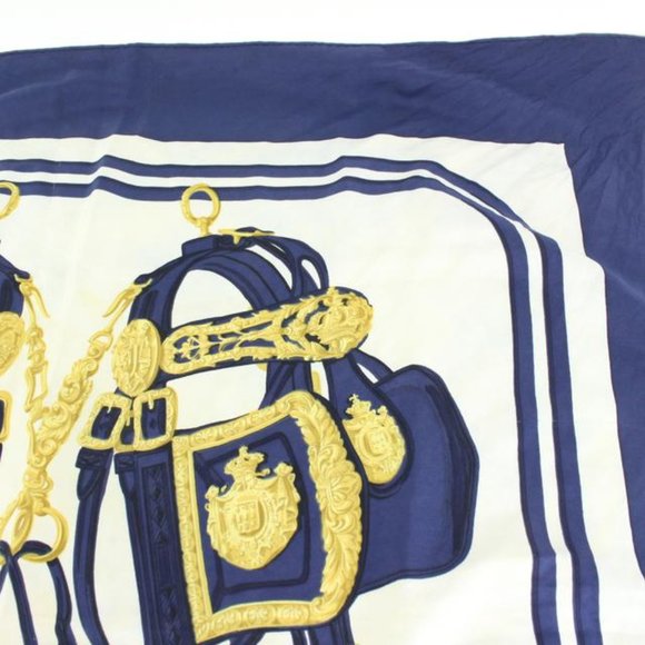 Louis Vuitton Navy x Gold Brides de Gala Silk Scarf 58h511s - Picture 10 of 12
